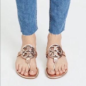 Tory Burch Metallic Miller Rose Gold Sandals 5.5